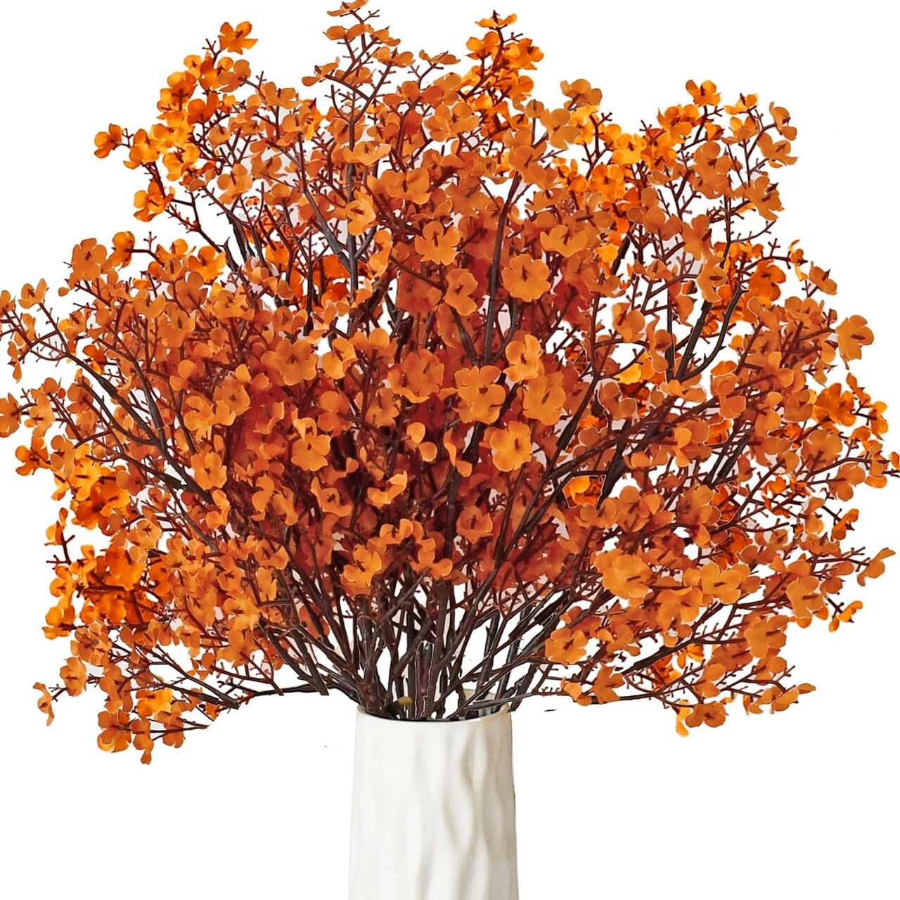 15 Pieces Orange Artificial Flowers Silk Fall Flowers Babys Breath Gypsophila 19.7" for Home Kitchen Decor